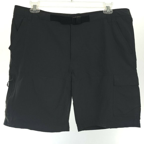 Lot 2 Columbia Omni-Shield Cargo Shorts Mens 40x10 Gray Black Nylon Blend Belted - Picture 2 of 12